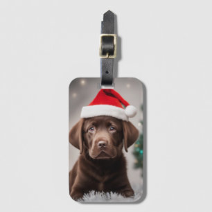 Chocolate Labrador Christmas Luggage Tag