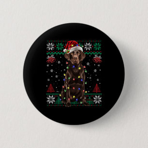 Chocolate Labrador Christmas Santa Ugly Sweater Do 2 Inch Round Button