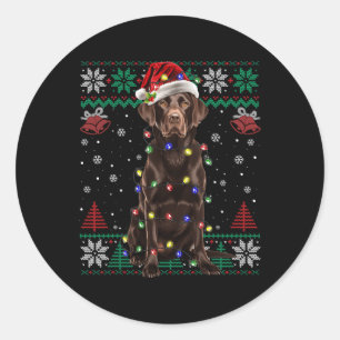 Chocolate Labrador Christmas Santa Ugly Sweater Do Classic Round Sticker