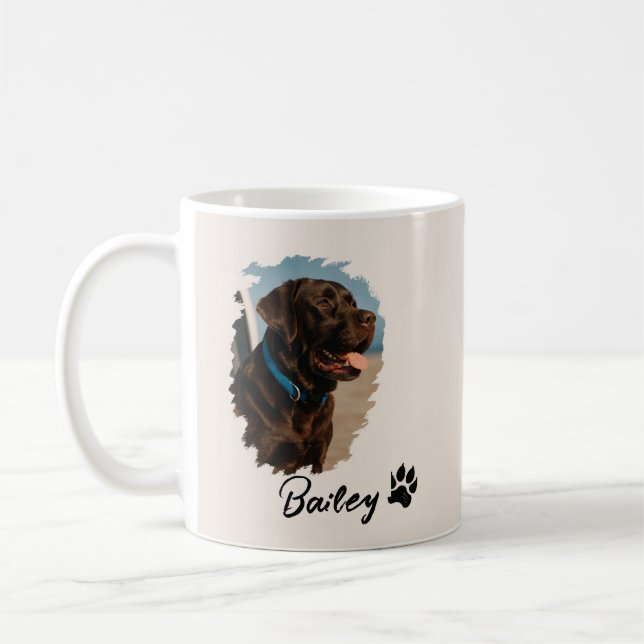 Chocolate Labrador Close-Up | Dog Portrait Gift Coffee Mug (Left)