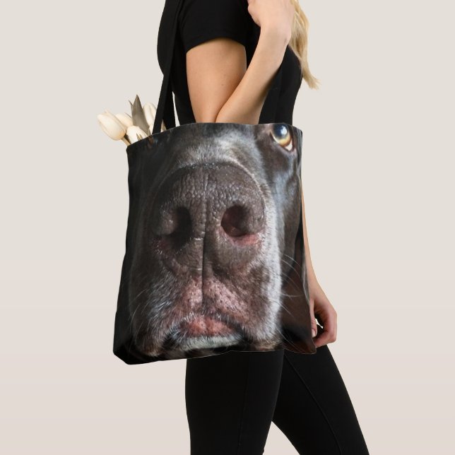 Chocolate Labrador Cute Nose Close-Up Photograph Tote Bag (Close Up)