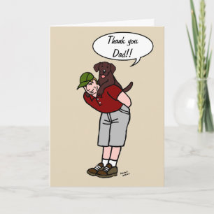Chocolate Labrador Daddy in Red Father's Day Card