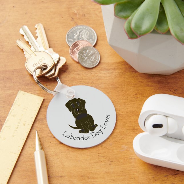 Chocolate Labrador Design Any Colour Background Keychain (Desk)