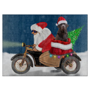 Chocolate Labrador Dog Christmas Santa Claus Cutting Board