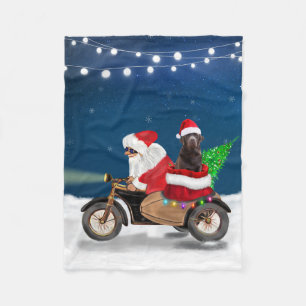 Chocolate Labrador Dog Christmas Santa Claus  Fleece Blanket