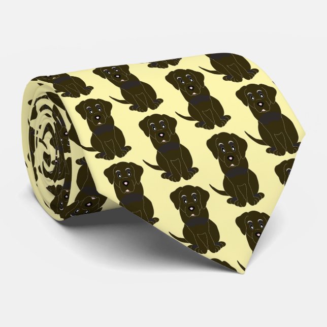 Chocolate Labrador Dog Design Tie (Rolled)