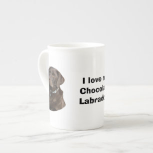 Chocolate Labrador dog photo portrait Bone China Mug