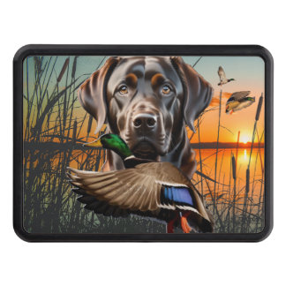 Chocolate Labrador Duck Hunting Trailer Hitch Cover