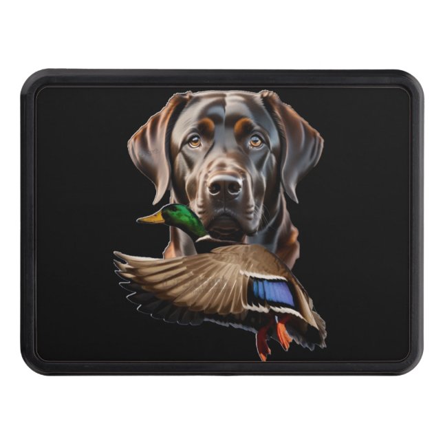Chocolate Labrador Duck Hunting Trailer Hitch Cover (Front)