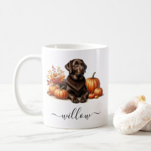 Chocolate Labrador Fall Mug with Personalized Name