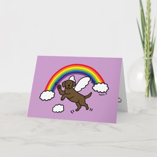 Chocolate Labrador Guardian Angel Thank You Card (Front)