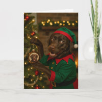 Chocolate Labrador hanging bauble Christmas card