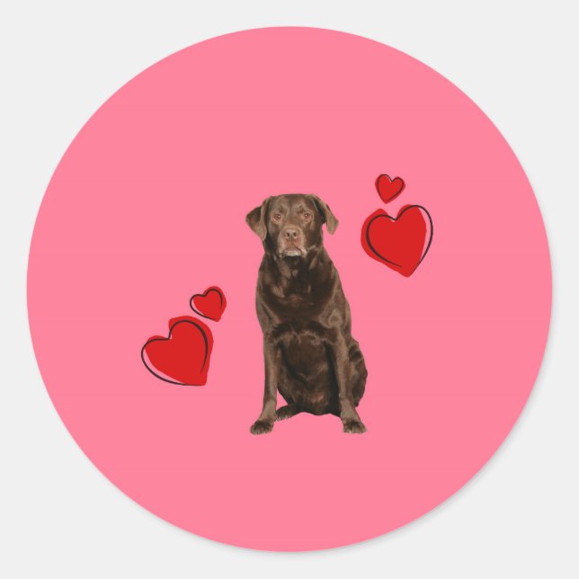 Chocolate Labrador Happy Valentine's Day Classic Round Sticker (Front)