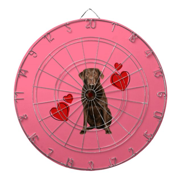 Chocolate Labrador Happy Valentine's Day Dartboard (Front)