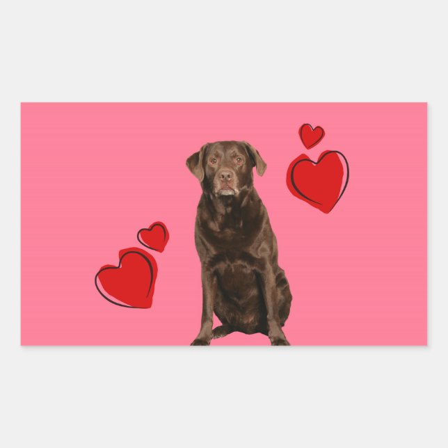 Chocolate Labrador Happy Valentine's Day Sticker (Front)