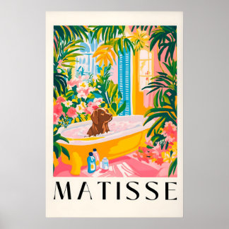 Chocolate Labrador in Bathtub Art Print Funny