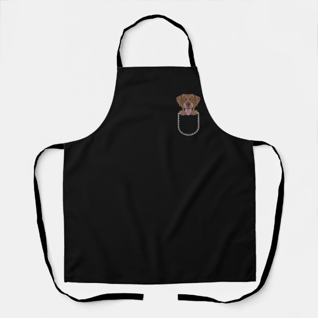 Chocolate Labrador, Lab In The Breast Pocket Apron (Front)