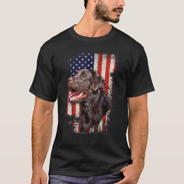 Chocolate Labrador Labs Patriotic American Flag 4t T-Shirt (Front)
