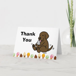 Chocolate Labrador Licking Ice Cream Thank You Card