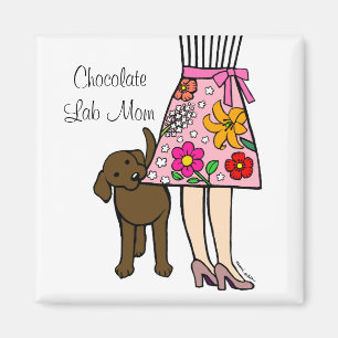 Chocolate Labrador & Mom's Skirt Cartoon Magnet