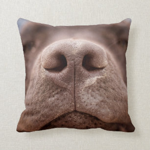 Chocolate Labrador Nose Closeup Throw Pillow