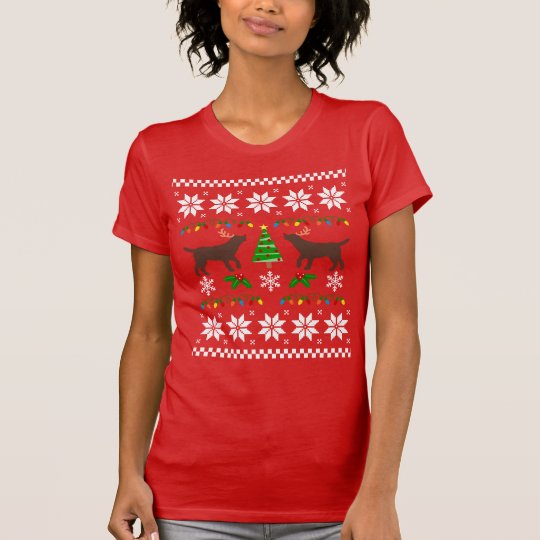 Chocolate Labrador Outline Ugly Christmas T-shirt