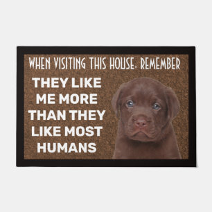Chocolate Labrador personalized doormat