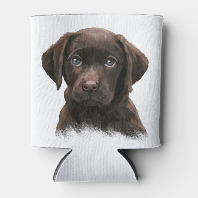 Chocolate Labrador Puppy Can Cooler (Front)