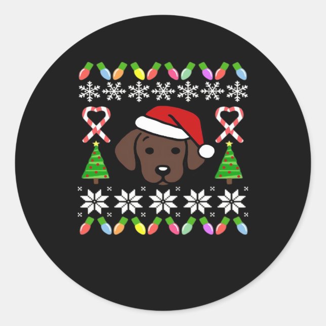 Chocolate Labrador Puppy Christmas Santa Oversized Classic Round Sticker (Front)