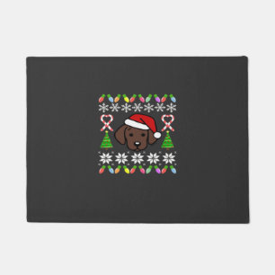 Chocolate Labrador Puppy Christmas Santa Oversized Doormat