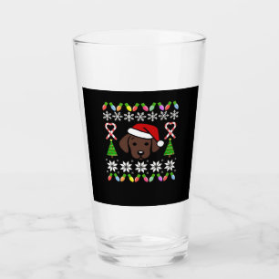 Chocolate Labrador Puppy Christmas Santa Oversized Glass