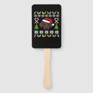 Chocolate Labrador Puppy Christmas Santa Oversized Hand Fan