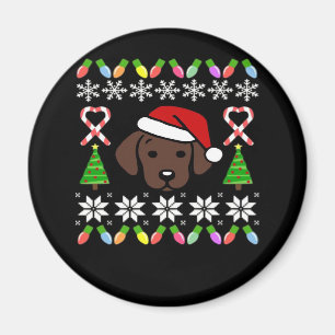 Chocolate Labrador Puppy Christmas Santa Oversized Magnet