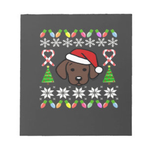 Chocolate Labrador Puppy Christmas Santa Oversized Notepad