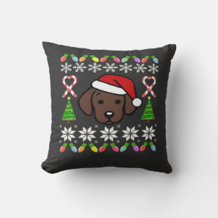 Chocolate Labrador Puppy Christmas Santa Oversized Throw Pillow