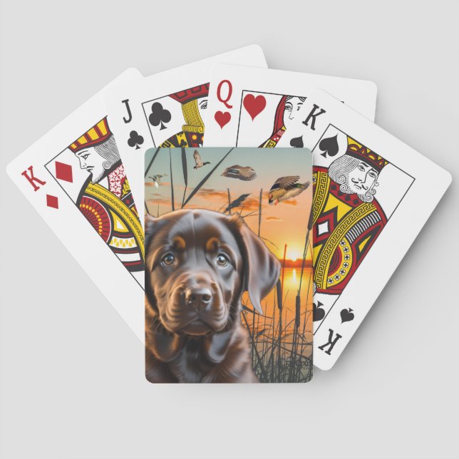 Chocolate Labrador Puppy Playing Cards, Labrador  Playing Cards (Back)