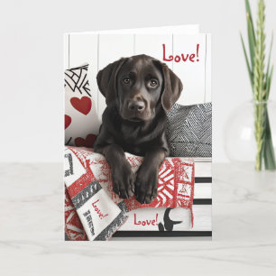 Chocolate Labrador Puppy Valentine Card