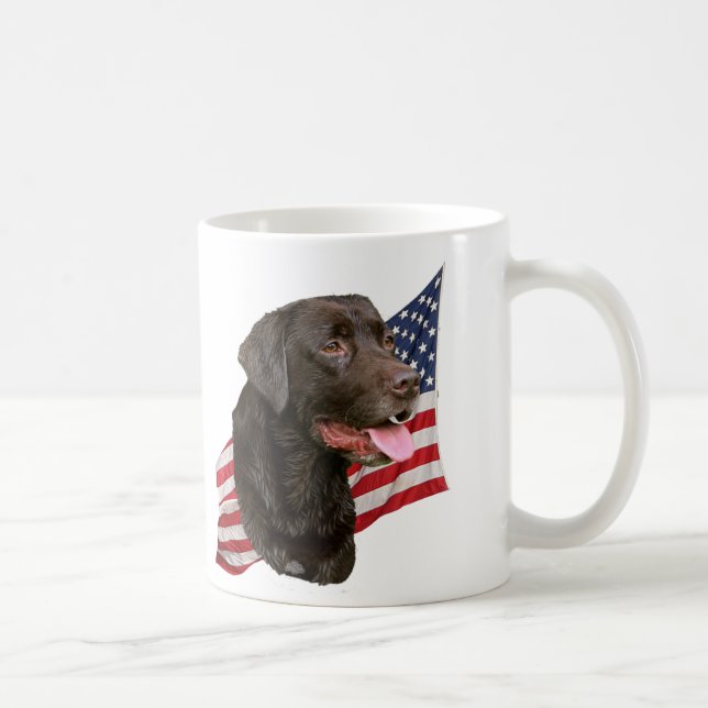 Chocolate Labrador Retriever and Flag Mug (Right)