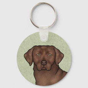 Chocolate Labrador Retriever Art Cute Lab Green Keychain