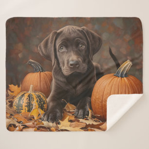 Chocolate Labrador Retriever Autumn Sherpa Blanket
