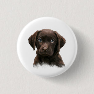 Chocolate Labrador Retriever Brown 1 Inch Round Button