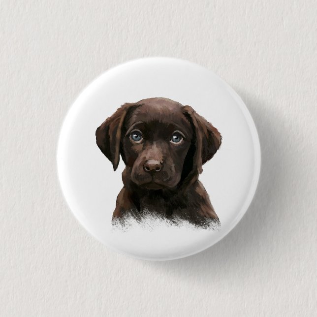 Chocolate Labrador Retriever Brown 1 Inch Round Button (Front)