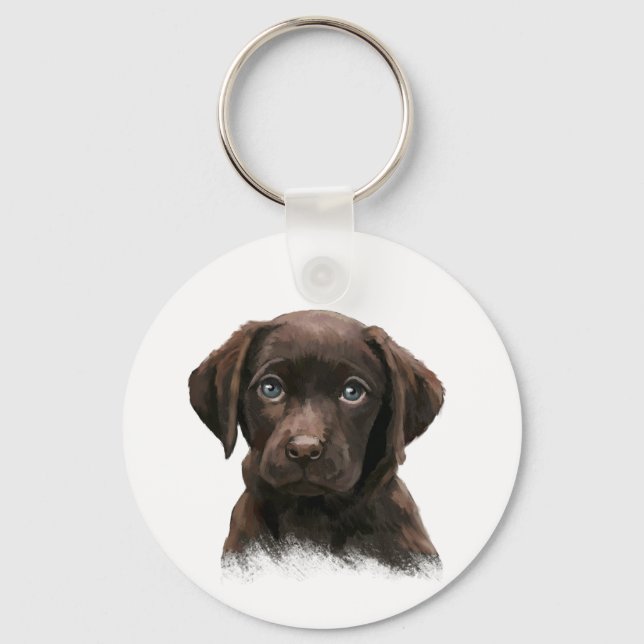 Chocolate Labrador Retriever Brown Keychain (Front)