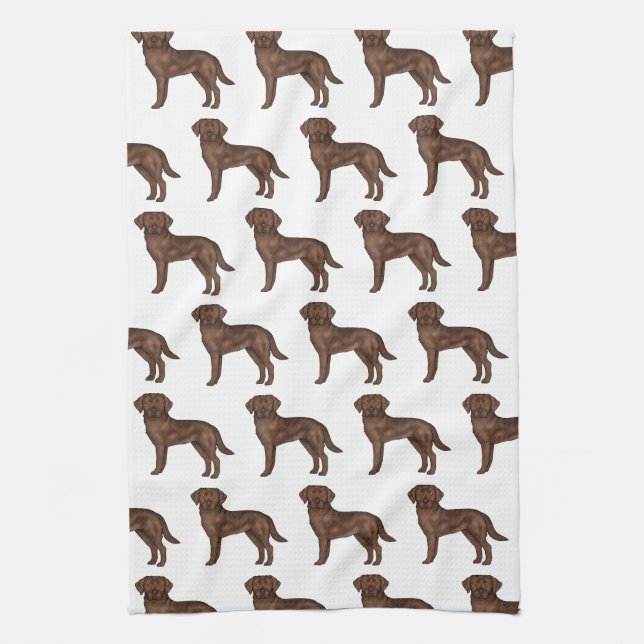 Chocolate Labrador Retriever Brown Lab Dog Pattern Kitchen Towel (Vertical)