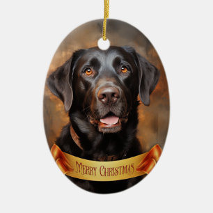 Chocolate Labrador Retriever  Ceramic Ornament