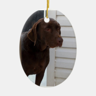 Chocolate Labrador Retriever Ceramic Ornament