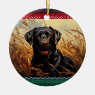 Chocolate Labrador Retriever Ceramic Ornament