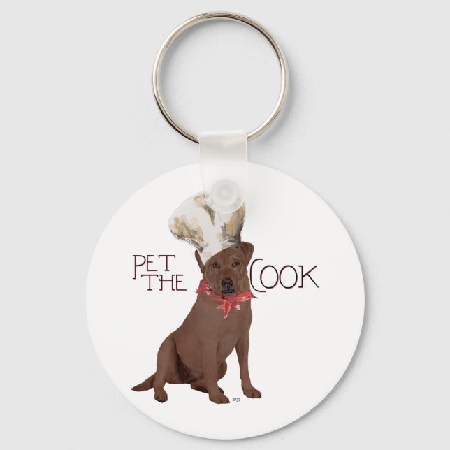 Chocolate Labrador Retriever Chef Keychain (Front)