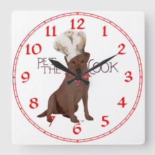 Chocolate Labrador Retriever Chef Square Wall Clock