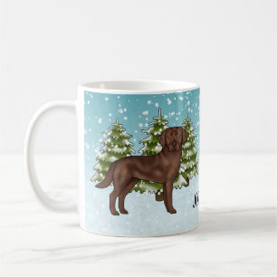 Chocolate Labrador Retriever Christmas Custom Name Coffee Mug